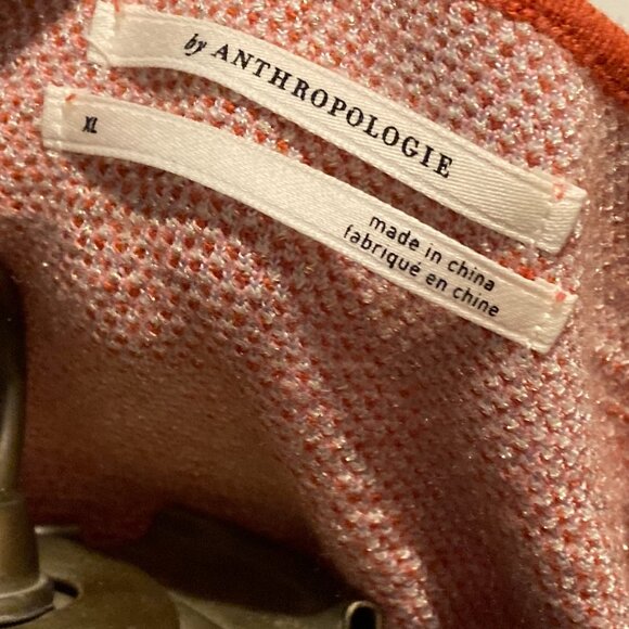 Anthropologie Beatriz Metallic Pink and Orange Mockneck Sweater - Picture 3 of 4